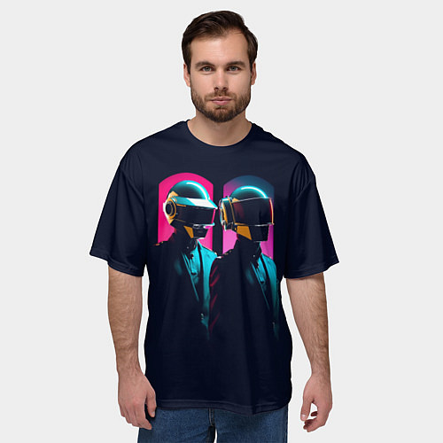 Мужская футболка оверсайз Daft Punk - One more time / 3D-принт – фото 3