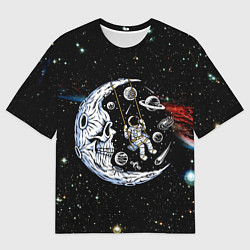Футболка оверсайз мужская Космические качели - череп, цвет: 3D-принт