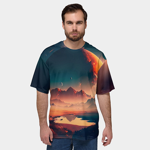 Мужская футболка оверсайз Неизвестная планета / 3D-принт – фото 3