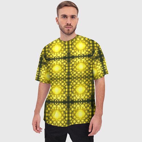 Мужская футболка оверсайз Ярко-желтые точки / 3D-принт – фото 3