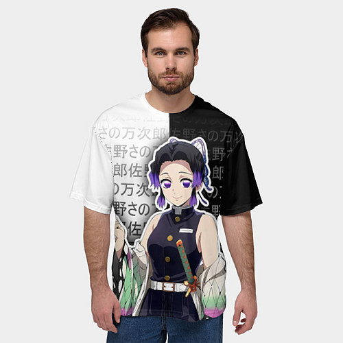 Мужская футболка оверсайз Шинобу кочо - иероглифы / 3D-принт – фото 3