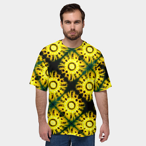 Мужская футболка оверсайз Солнечные подсолнухи / 3D-принт – фото 3