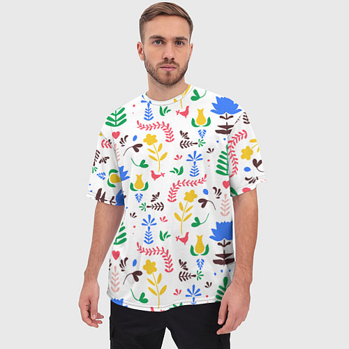 Мужская футболка оверсайз Царство цветов / 3D-принт – фото 3