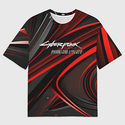 Футболка оверсайз мужская Cyberpunk 2077 phantom liberty silver logo, цвет: 3D-принт