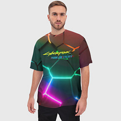 Футболка оверсайз мужская Cyberpunk 2077 phantom liberty logo neon, цвет: 3D-принт — фото 2