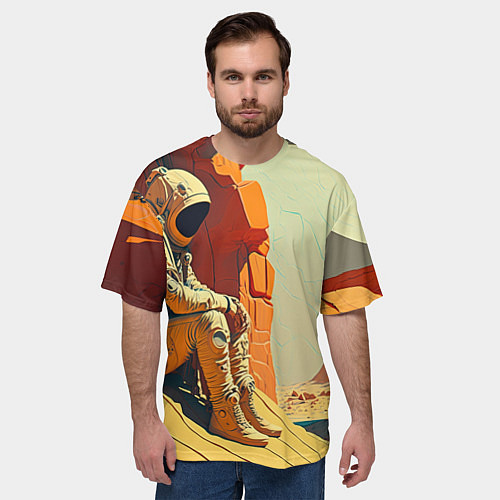 Мужская футболка оверсайз Одиночество в далёком космосе / 3D-принт – фото 3