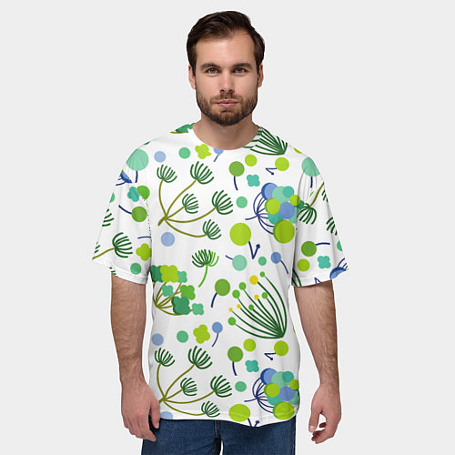 Мужская футболка оверсайз Green bloom / 3D-принт – фото 3