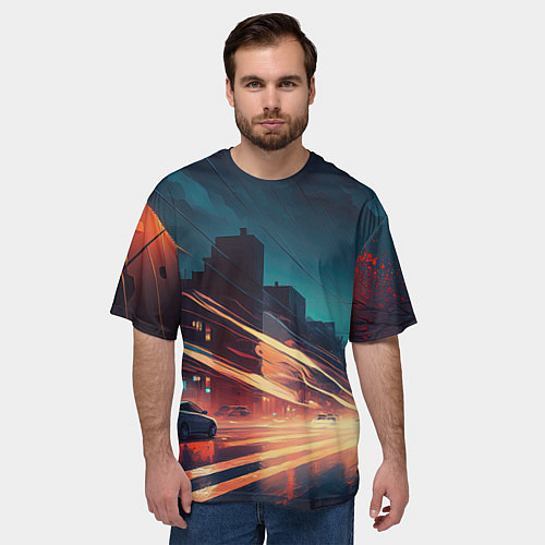 Мужская футболка оверсайз Городской трафик / 3D-принт – фото 3