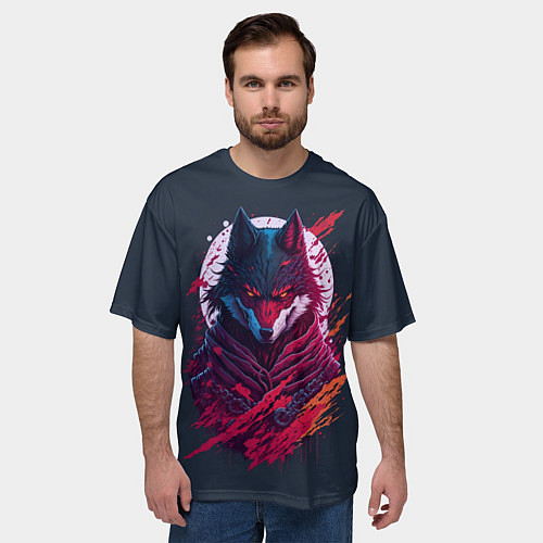 Мужская футболка оверсайз Лис ниндзя от нейросети / 3D-принт – фото 3