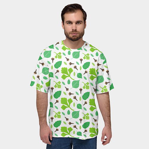 Мужская футболка оверсайз Green plants / 3D-принт – фото 3