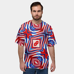 Футболка оверсайз мужская Красная маска абстракция, цвет: 3D-принт — фото 2