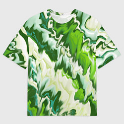 Футболка оверсайз мужская Зеленые штрихи, цвет: 3D-принт