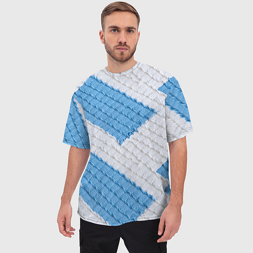 Мужская футболка оверсайз Вязаная текстура / 3D-принт – фото 3