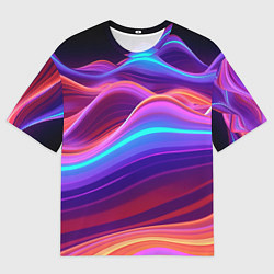 Футболка оверсайз мужская Волны из неона, цвет: 3D-принт