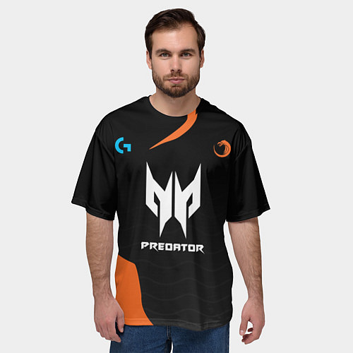 Мужская футболка оверсайз Форма TNC Prredator Orange / 3D-принт – фото 3