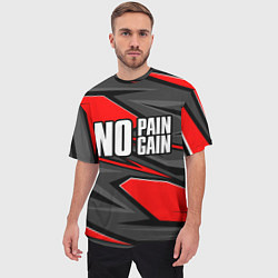 Футболка оверсайз мужская No pain no gain - красный, цвет: 3D-принт — фото 2