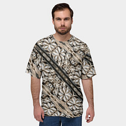 Футболка оверсайз мужская Бежевые деревянные цветы, цвет: 3D-принт — фото 2