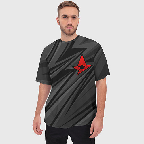 Мужская футболка оверсайз Astralis - монохромный / 3D-принт – фото 3