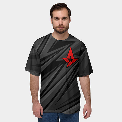 Мужская футболка оверсайз Astralis - монохромный / 3D-принт – фото 3