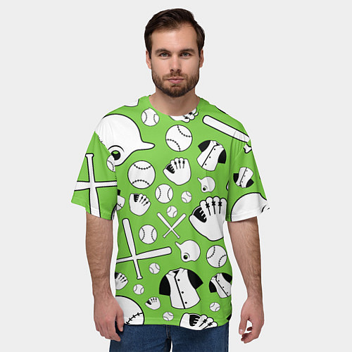 Мужская футболка оверсайз Мир бейсбола / 3D-принт – фото 3