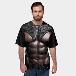 Футболка оверсайз мужская Африканец в черных доспехах, цвет: 3D-принт — фото 2