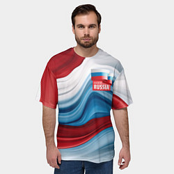 Футболка оверсайз мужская Флаг России абстракт, цвет: 3D-принт — фото 2