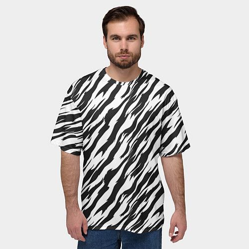 Мужская футболка оверсайз Полосатая шкура зебры / 3D-принт – фото 3