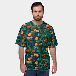 Футболка оверсайз мужская Тропические цитрусы, цвет: 3D-принт — фото 2