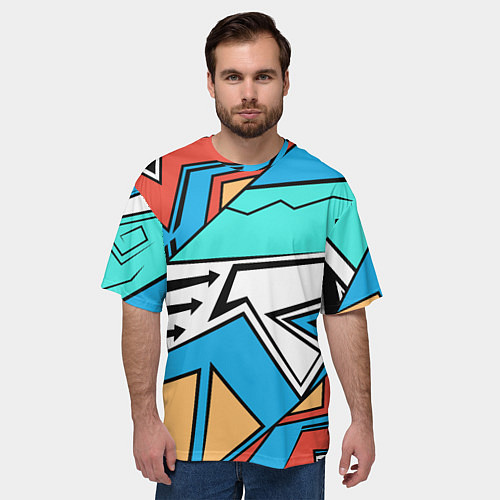 Мужская футболка оверсайз Ломанные линии / 3D-принт – фото 3