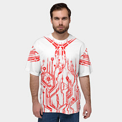 Футболка оверсайз мужская Киберпанк-red, цвет: 3D-принт — фото 2