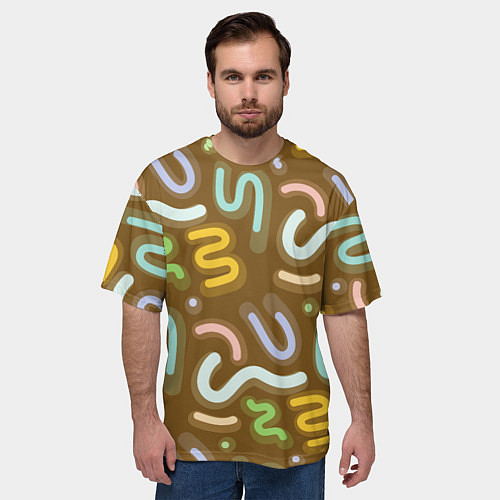 Мужская футболка оверсайз Brown abstraction / 3D-принт – фото 3