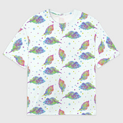 Мужская футболка оверсайз Цветные листочки