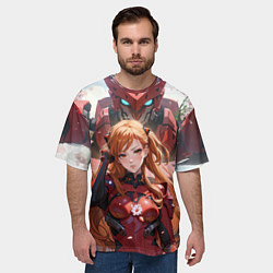 Футболка оверсайз мужская Аска Ленгли и робот, цвет: 3D-принт — фото 2