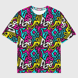 Мужская футболка оверсайз Цветные зигзаги Colored zigzags