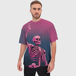 Футболка оверсайз мужская Розовый скелет, цвет: 3D-принт — фото 2