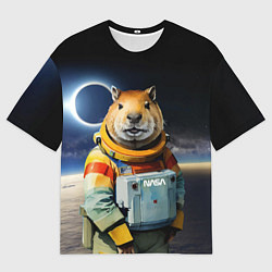 Футболка оверсайз мужская Capy astronaut - Nasa - neural network, цвет: 3D-принт