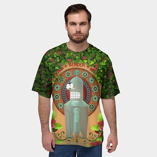Мужская футболка оверсайз Futurama: Бендер в стиле ар-нуво / 3D-принт – фото 3