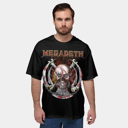 Мужская футболка оверсайз Megadeth - боевой череп / 3D-принт – фото 3
