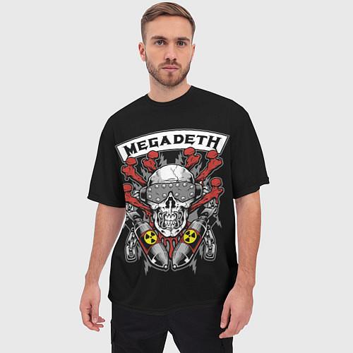 Мужская футболка оверсайз Megadeth - ядерный череп / 3D-принт – фото 3