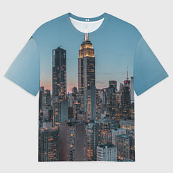 Футболка оверсайз мужская Утренний город с небоскребами, цвет: 3D-принт