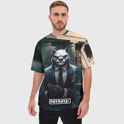 Мужская футболка оверсайз Payday 3 white bear / 3D-принт – фото 3