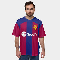 Футболка оверсайз мужская Роберт Левандовский Барселона форма 2324 домашняя, цвет: 3D-принт — фото 2