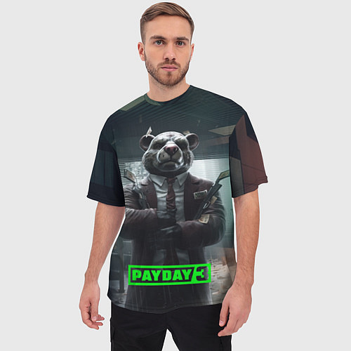 Мужская футболка оверсайз Payday 3 dog / 3D-принт – фото 3