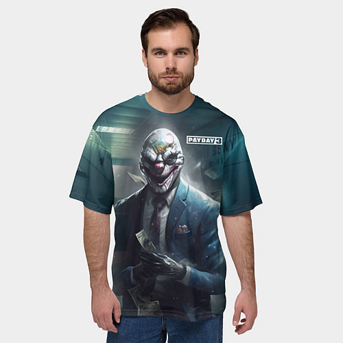Мужская футболка оверсайз Payday 3 mask / 3D-принт – фото 3