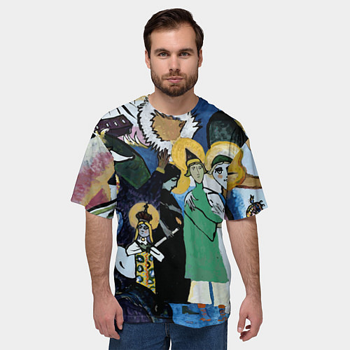 Мужская футболка оверсайз Кандинский картина символы святые / 3D-принт – фото 3