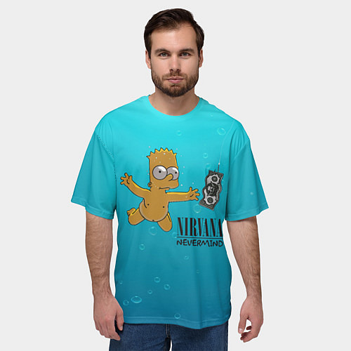 Мужская футболка оверсайз Nirvana - Simpson / 3D-принт – фото 3