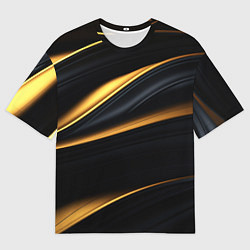 Мужская футболка оверсайз Black gold texture