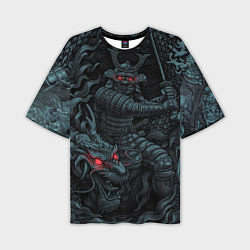 Мужская футболка оверсайз Samurai and dragon