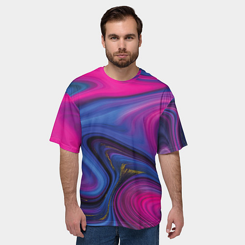 Мужская футболка оверсайз Pink blue style / 3D-принт – фото 3