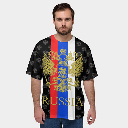 Мужская футболка оверсайз Russia / 3D-принт – фото 3